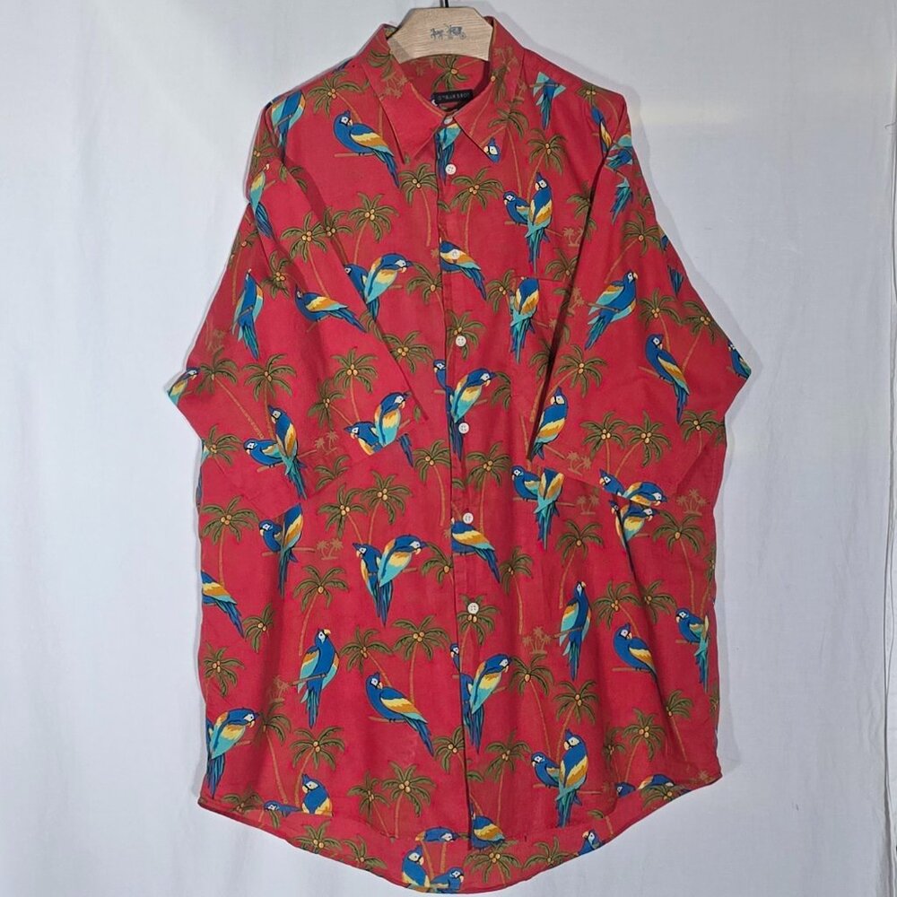 Gitman Bros. Ss Button Front Shirt - Coral Parrot… - image 2